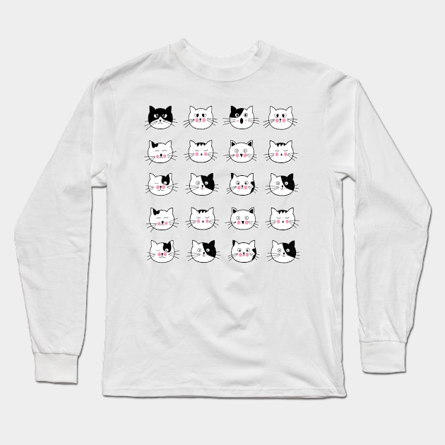 Emotional Cat Face Long Sleeve T-Shirt by William Edward Husband